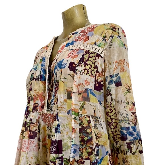 Anthropologie MAEVE Abella Floral CottageCore PINTUCK Babydoll Tunic TOP Size 6 - Picture 6 of 16